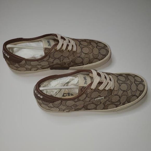 NWOT Women's Authentic Coach Citysole Skate Sneakers C2705 Signature Khaki Logo - Picture 6 of 11
